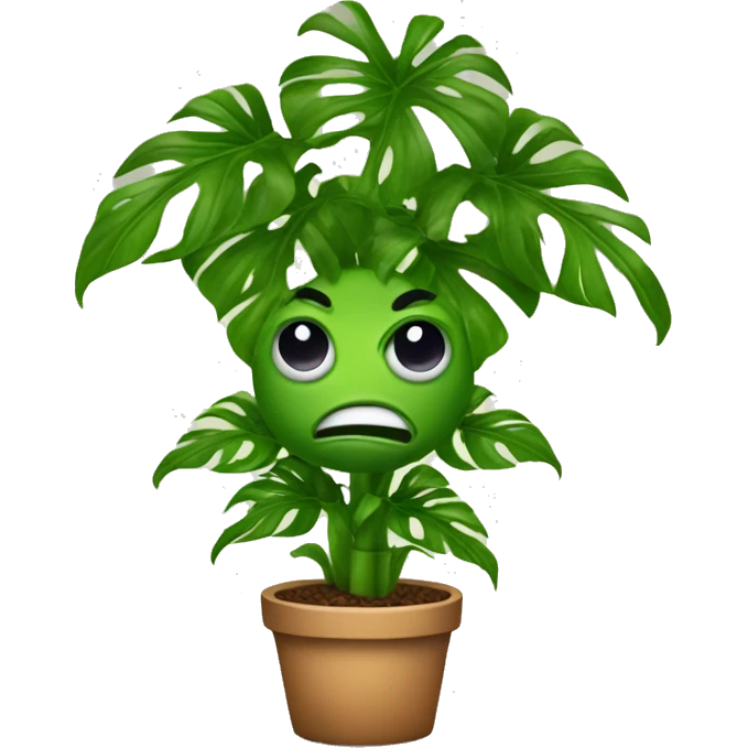 A  Monsterra plant with a face emoji