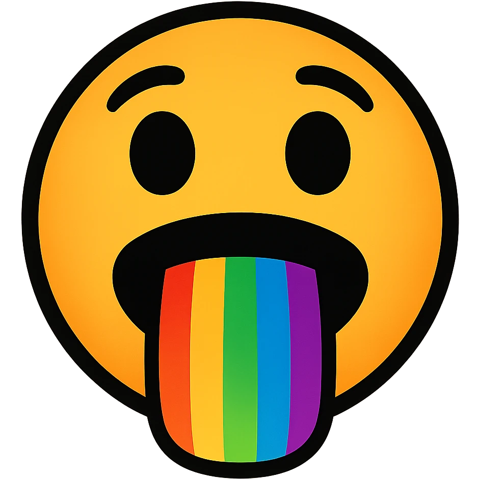 face with rainbow tongue emoji, digital illustration emoji