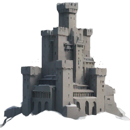 large brutalist castle on a snowy mountain  emoji