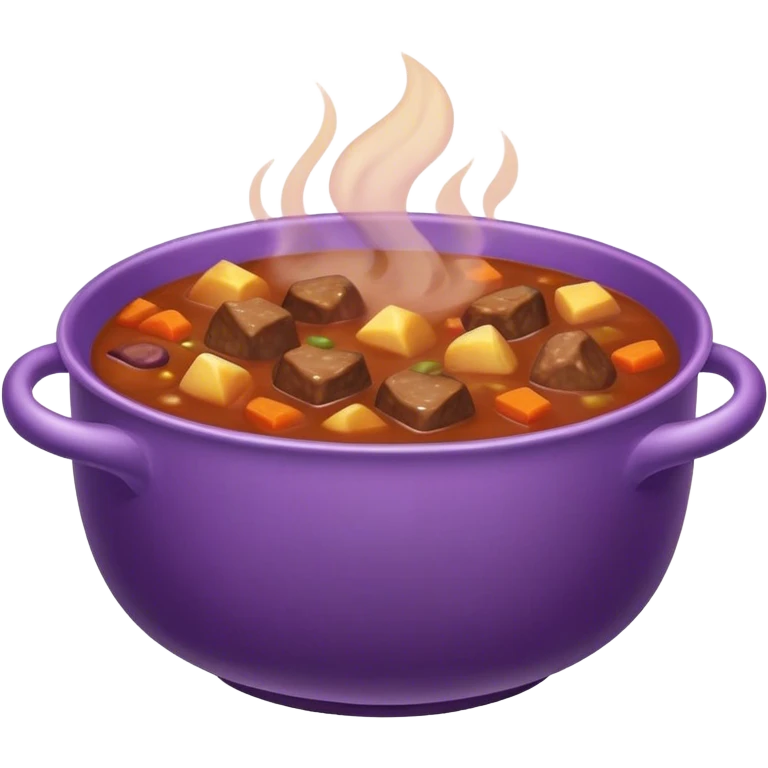 Stew steaming hot in a purple bowl  emoji