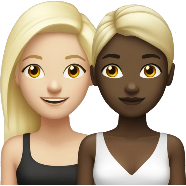 Black girl and white blonde girl partying emoji