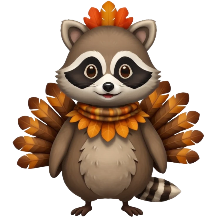 Raccoon in a turkey costume emoji