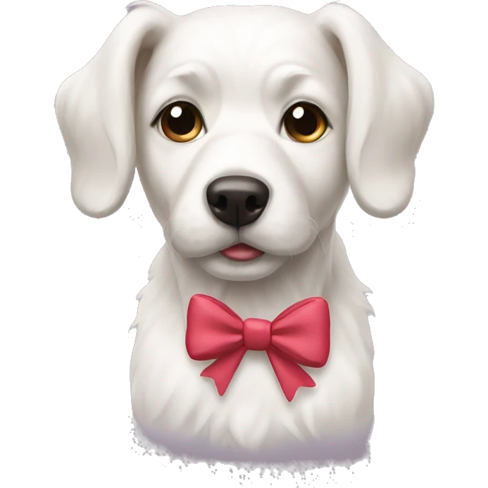 White dog with bow emoji