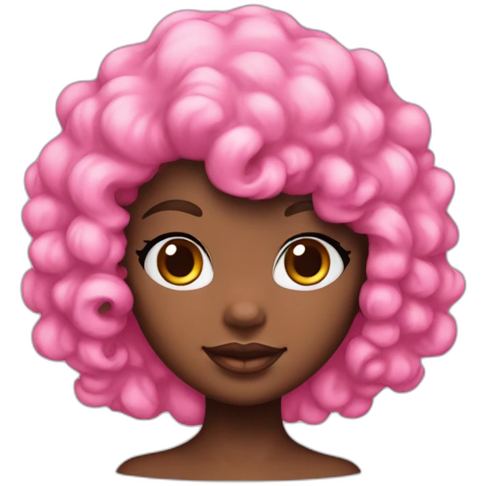 Hello kitty hat black girl with curly hair with the front of her hair being pink emoji