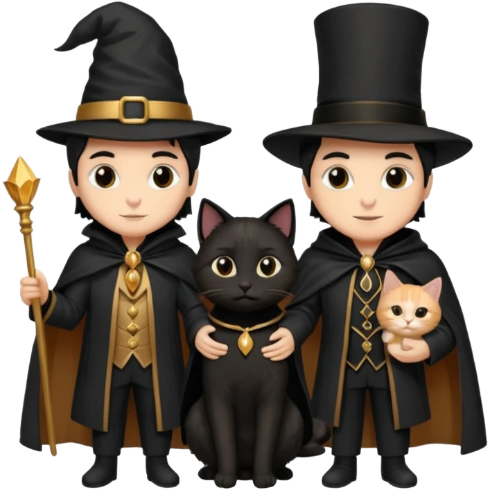 magician couple and their pet cat emoji