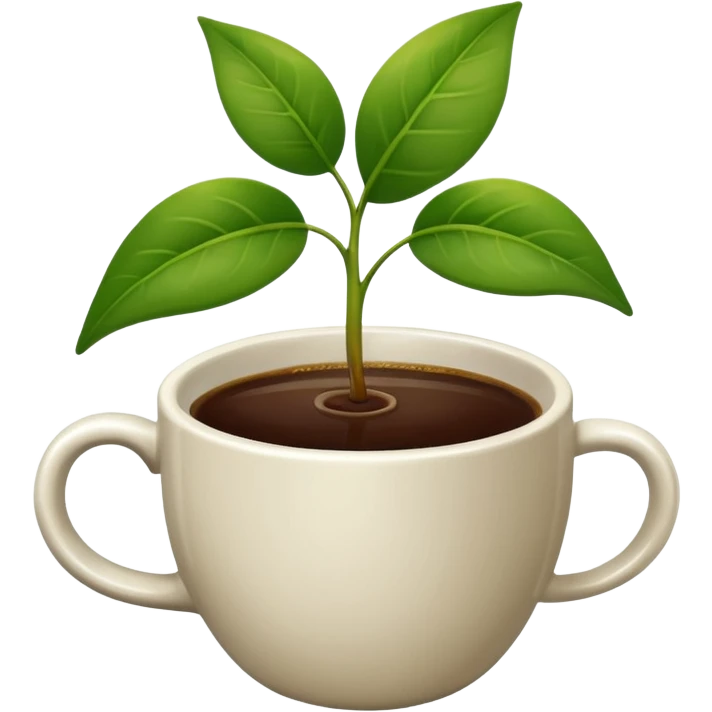 The plant behind of the cup of coffee  emoji