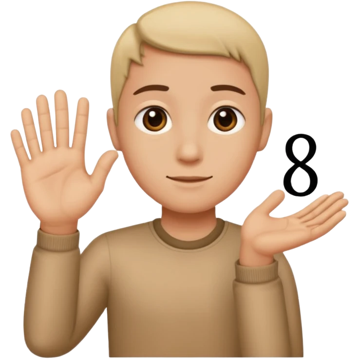 Human with the number 6 on the left side hand and 7 on the right side hand emoji