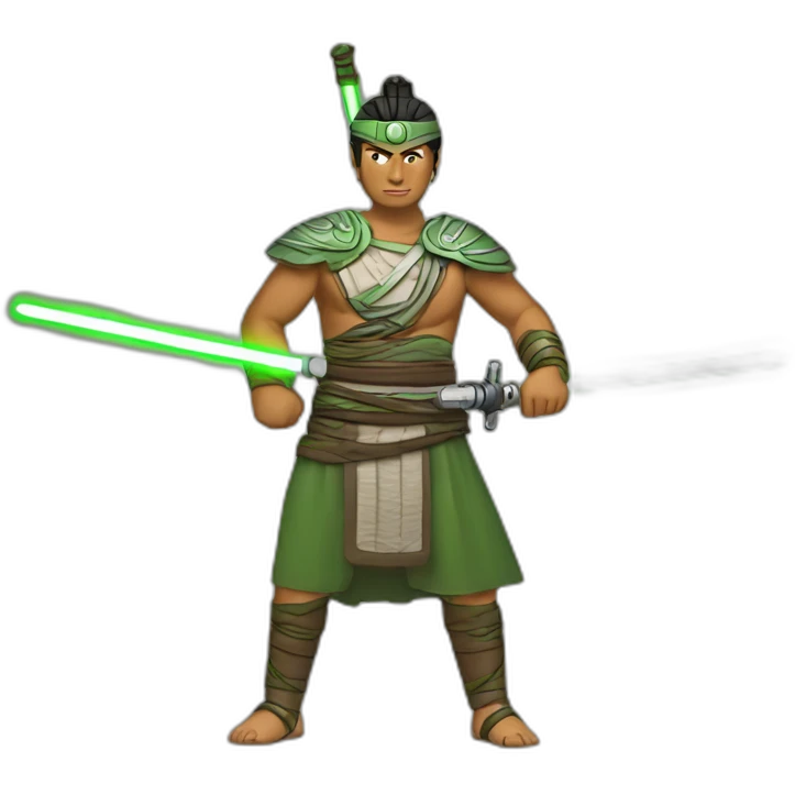Ashoka Tano with green lightsabers emoji