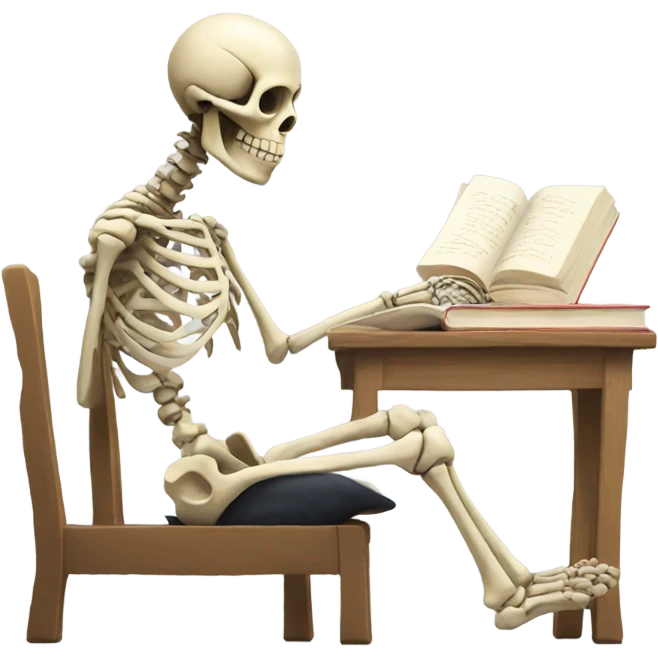 Skeleton studying emoji