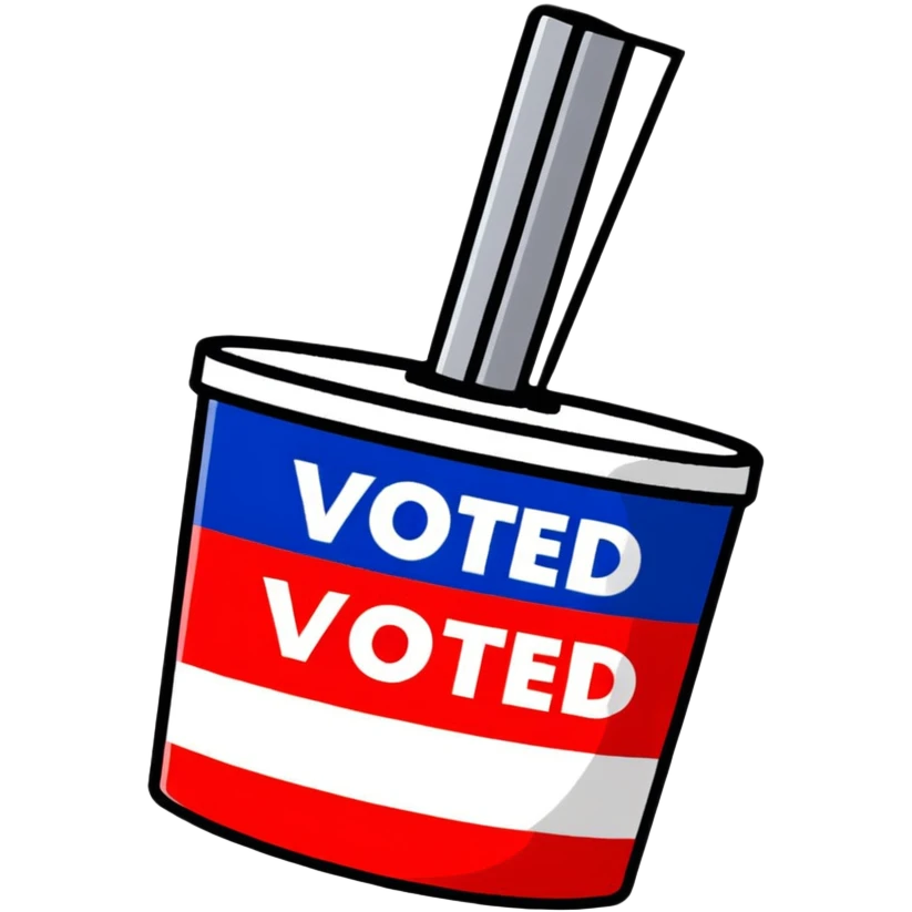 I Voted sticker with American flag colors emoji