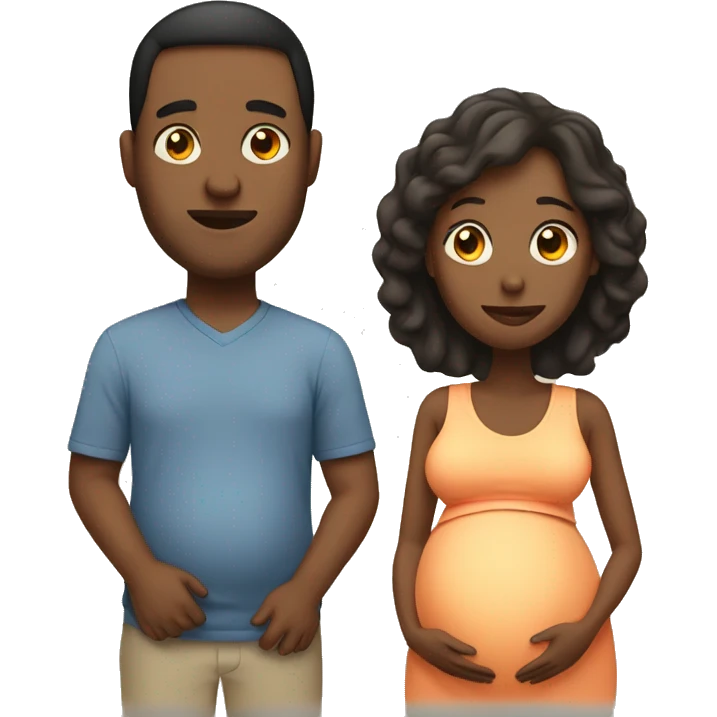 A pregnant woman with her husband  emoji
