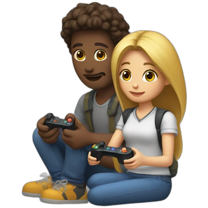couple playing video game together emoji