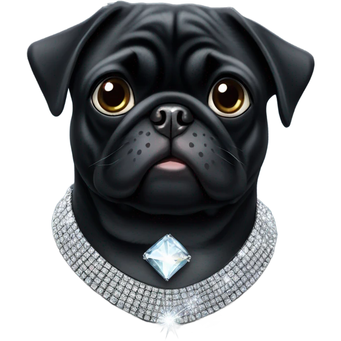 Black pug with Diamante collar emoji