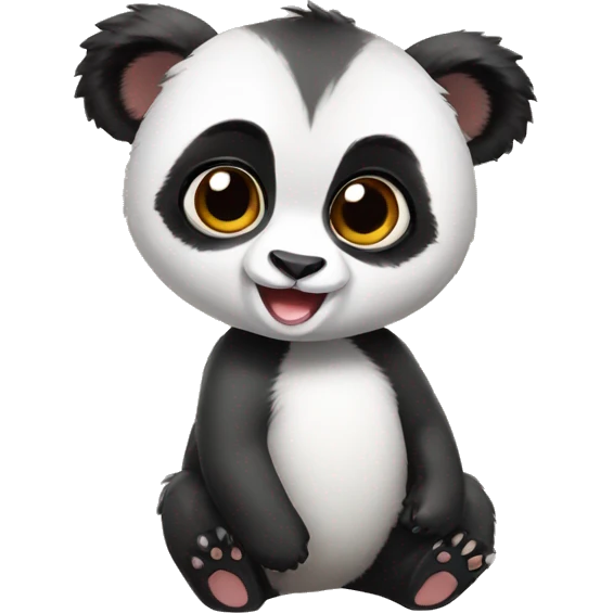 Cute panda-lemur-hybrid full body emoji