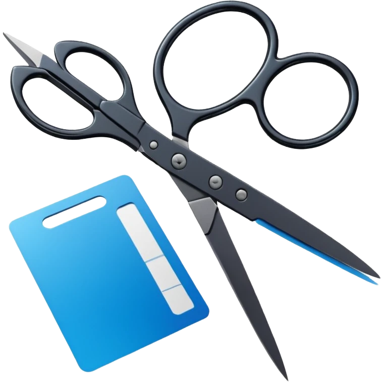 Floating black Scissors cutting in half an idf soldier ID card with a little chip in 2 parts emoji