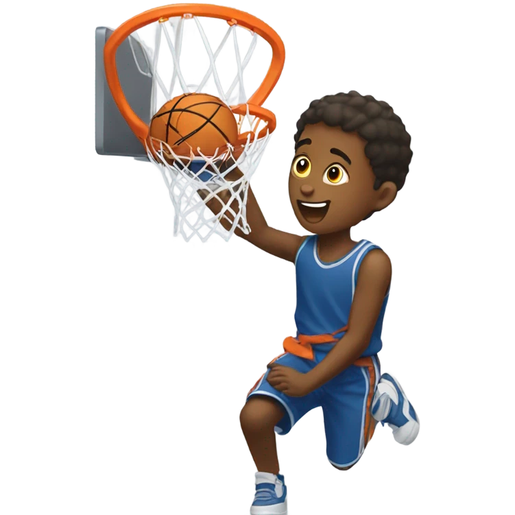 A boy dunking a basket boy  emoji