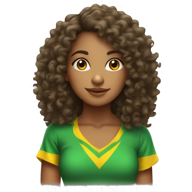 a brazilian curly haired girl with a brazilian shirt  emoji