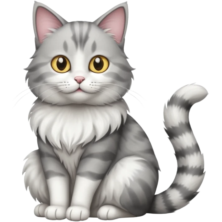 a grey and white cat sitting regally emoji