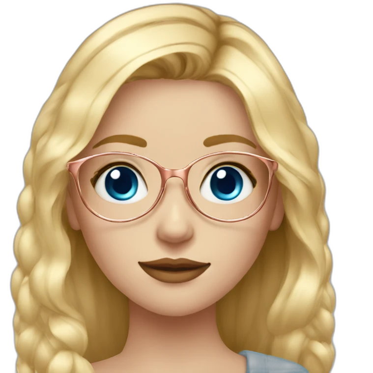 A Russian Girl with Blue eyes, Rosegold glasses and Blond hair emoji