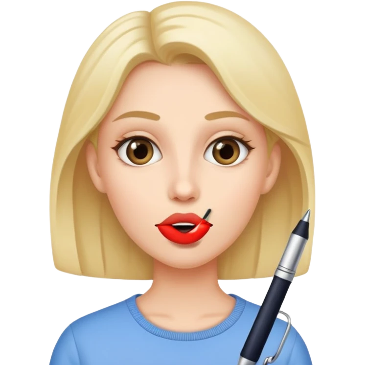 Pen is in woman mouth emoji