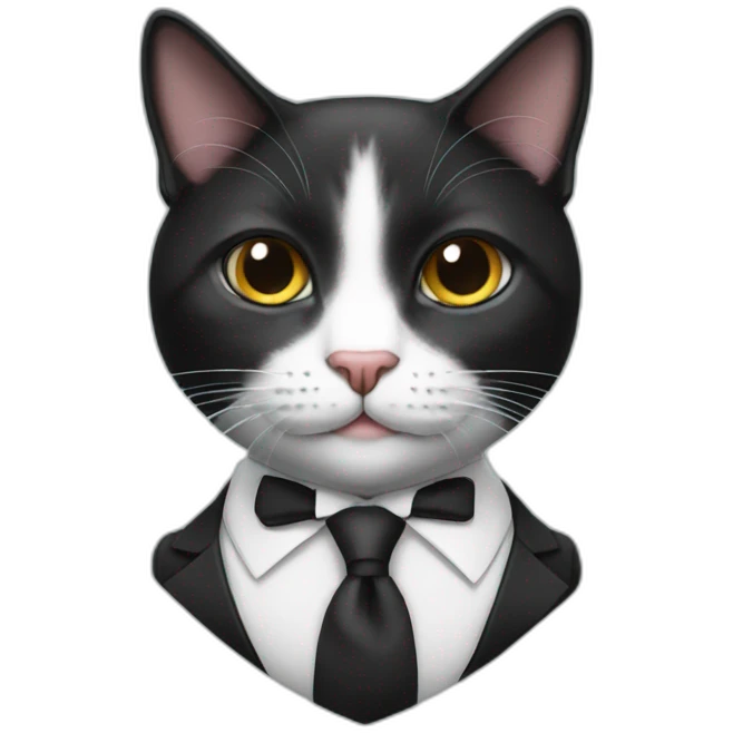 tuxedo cat, in a suit and tie emoji
