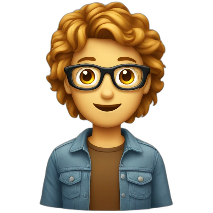 Een jongen van 10 jaar met bruin plat haar en een zonnebril emoji
