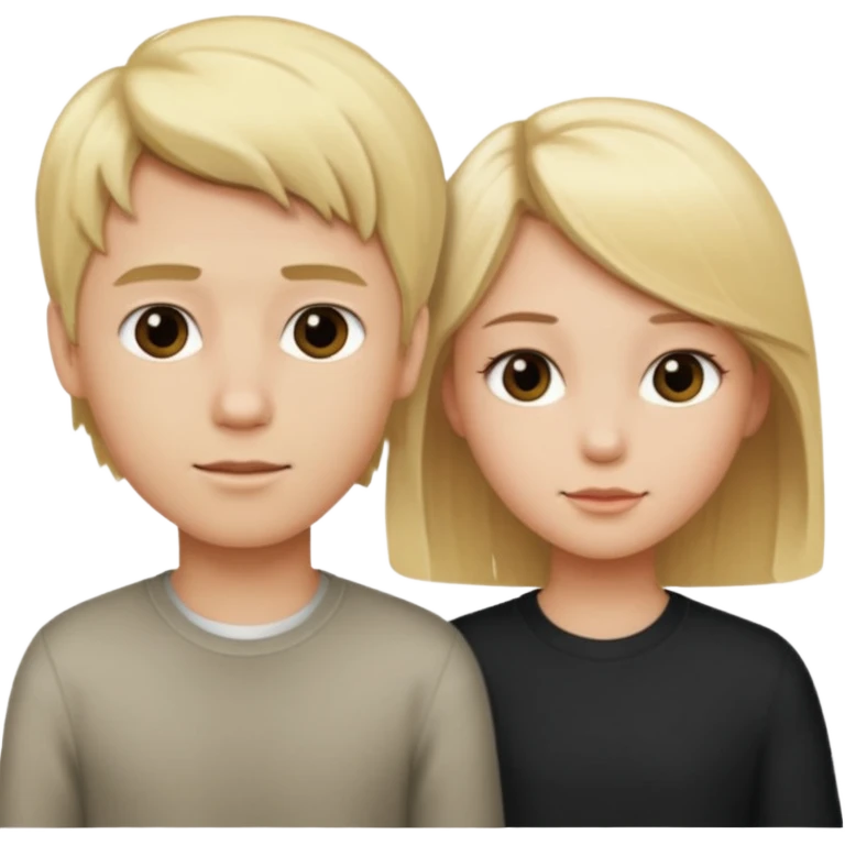 Blonde boy and blonde girl, different hair lengths emoji