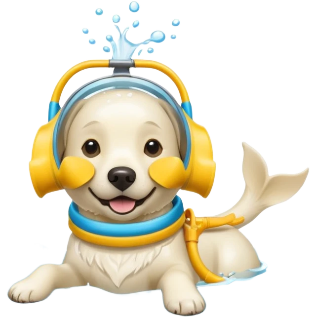 White labrador with snorkel and fins emoji