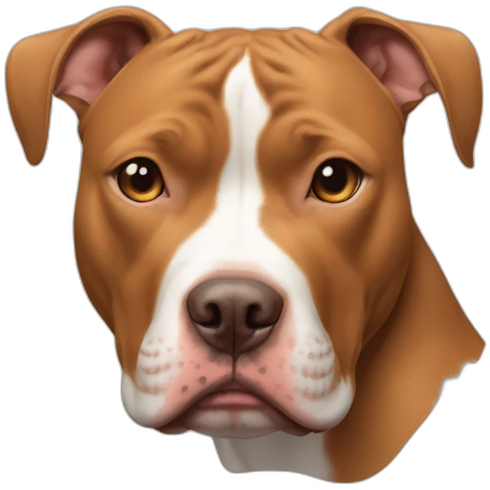 One fawn colored pitbull looks like a deer with white stripe on her face next to one copper colored pitbull boxer emoji