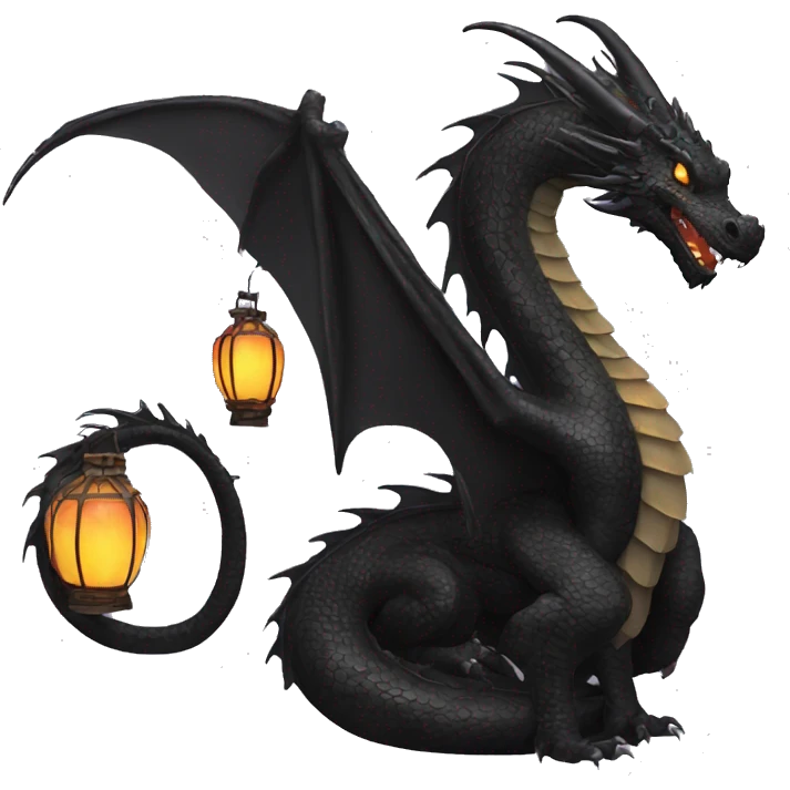 Black Dragon with lanterns on its tail emoji