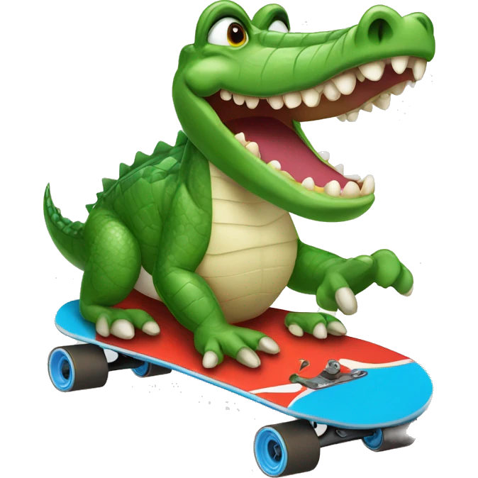a crocodile on a skateboard drinking a soda  emoji