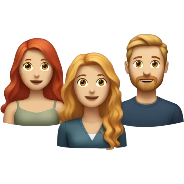 A Blonde woman, a long red hair woman, and a man with a short beard emoji