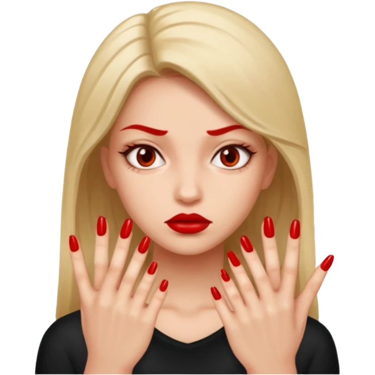 a girl mean mugging with long nails  emoji