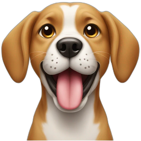 Dog pointing at his mouth with his tongue stuck to the roof of his mouth emoji