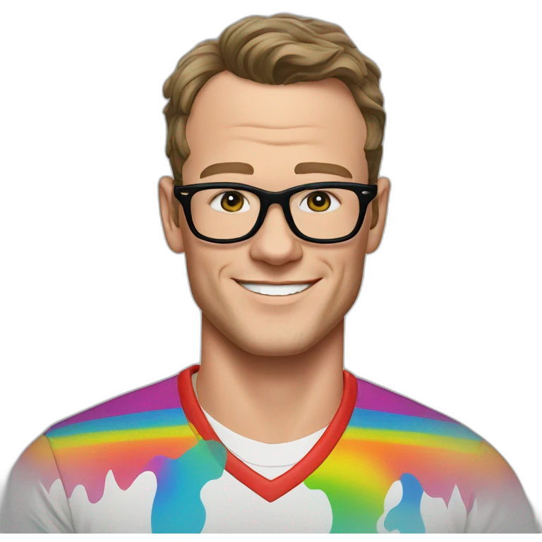 Jonathan Toews wearing glasses and rainbow clothes emoji