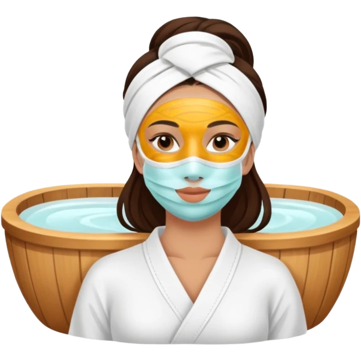 Lady with face mask spa beauty full face relaxing emoji