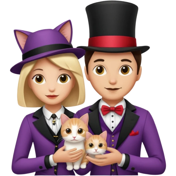 magician couple and their pet cat emoji