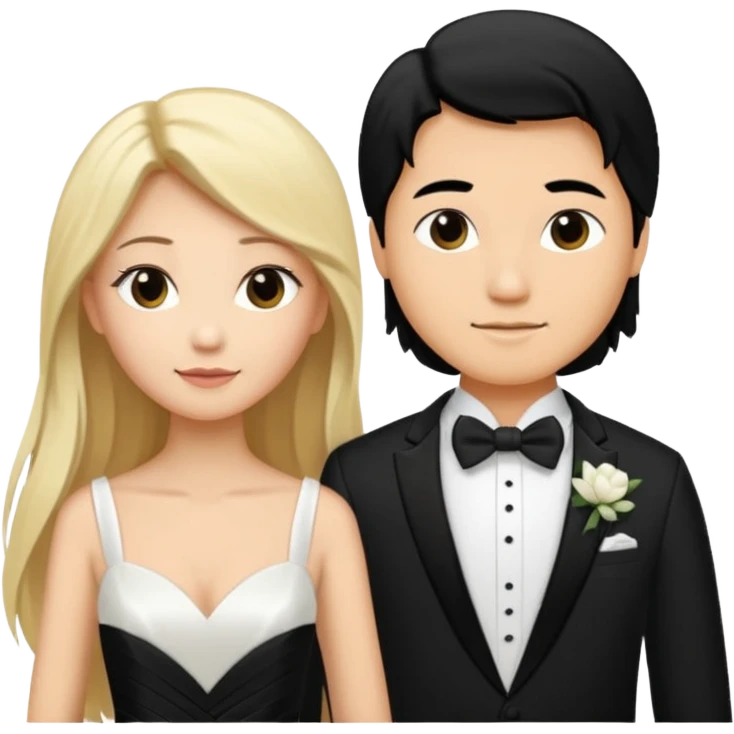 Wedding couple blonde bride long hair and long black hair Chinese groom
 emoji