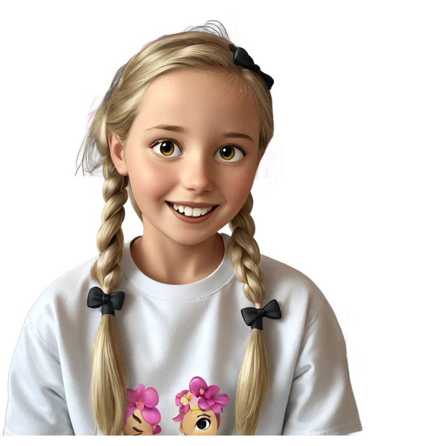 smiling girl with flower bow emoji