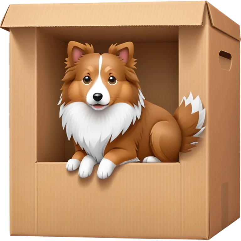Shetland sheepdog in a box emoji
