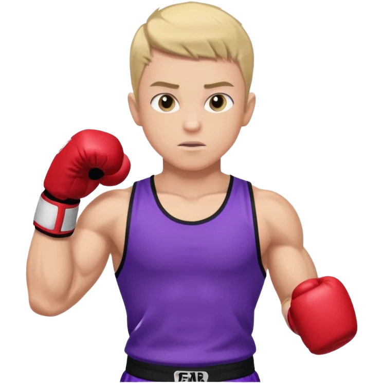 now make a boy whose white in purple kickboxing full shirt emoji