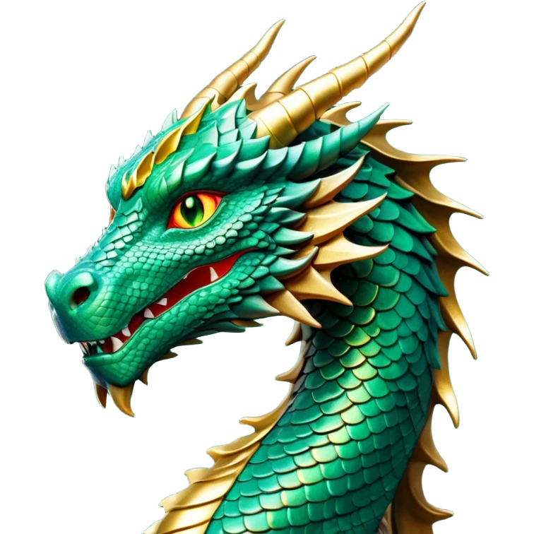cinematic-noble-dragon-portrait-emoji,-poised-and-majestic,-with-a-sinuous,-elongated-body-covered-in-intricately-detailed,-shimmering-scales-in-hues-of-emerald-and-gold,-and-piercing,-fiery-eyes-that-reflect-ancient-wisdom; emoji