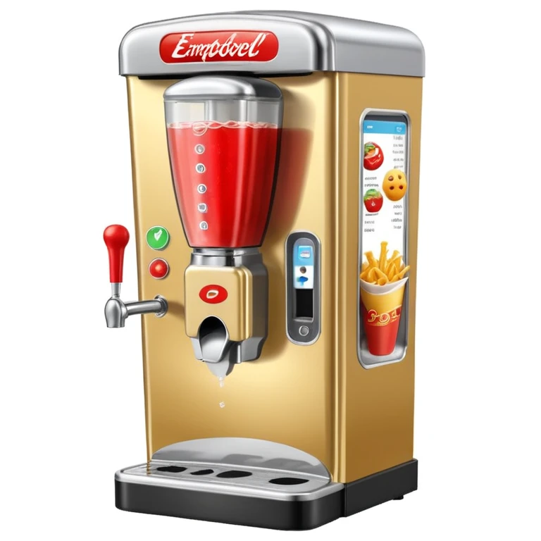 Digital soda dispenser in a fast food restaurant background  emoji