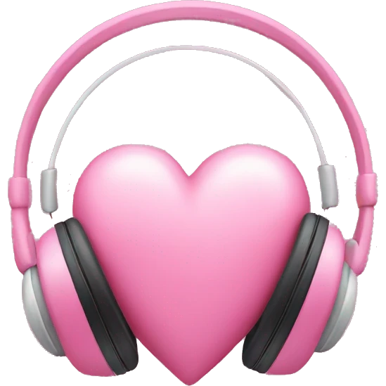 A pink heart with headphones on emoji
