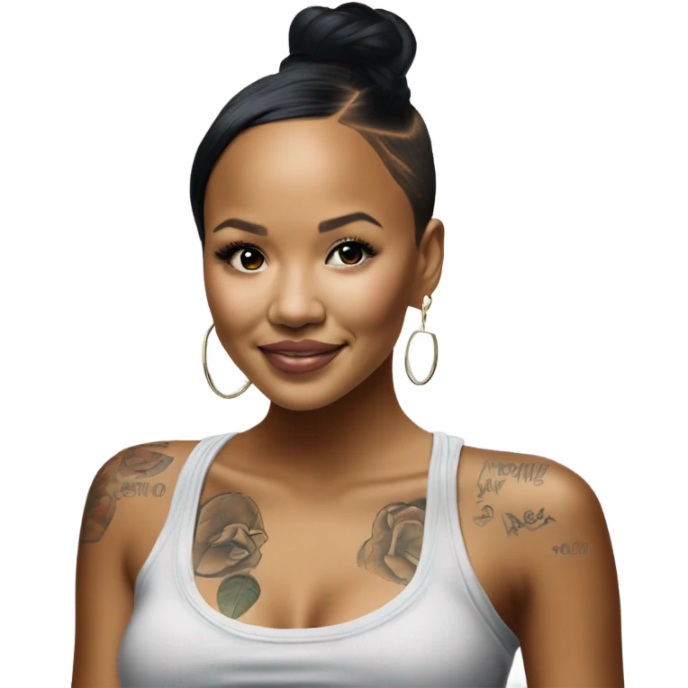 3d Hyper Realistic tattoo Karrueche Tran photo  emoji