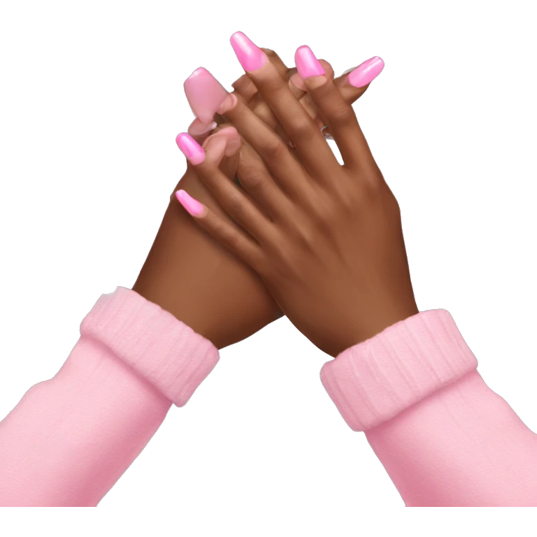 Holding hands pink nails emoji