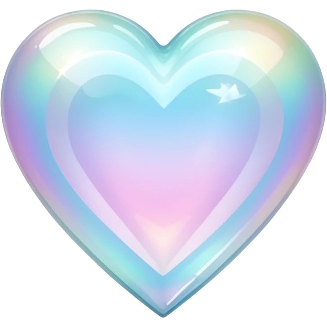 sparkly glossy pastel whitish iridescent glass crystal nebula glass heart emoji
