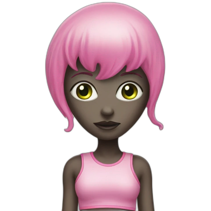 Alien with a pink skirt emoji