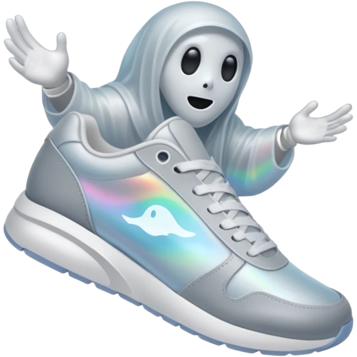 A holographic ghost wearing sneakers emoji