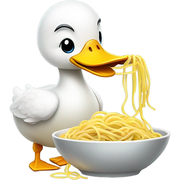 Duck eating spaghetti emoji